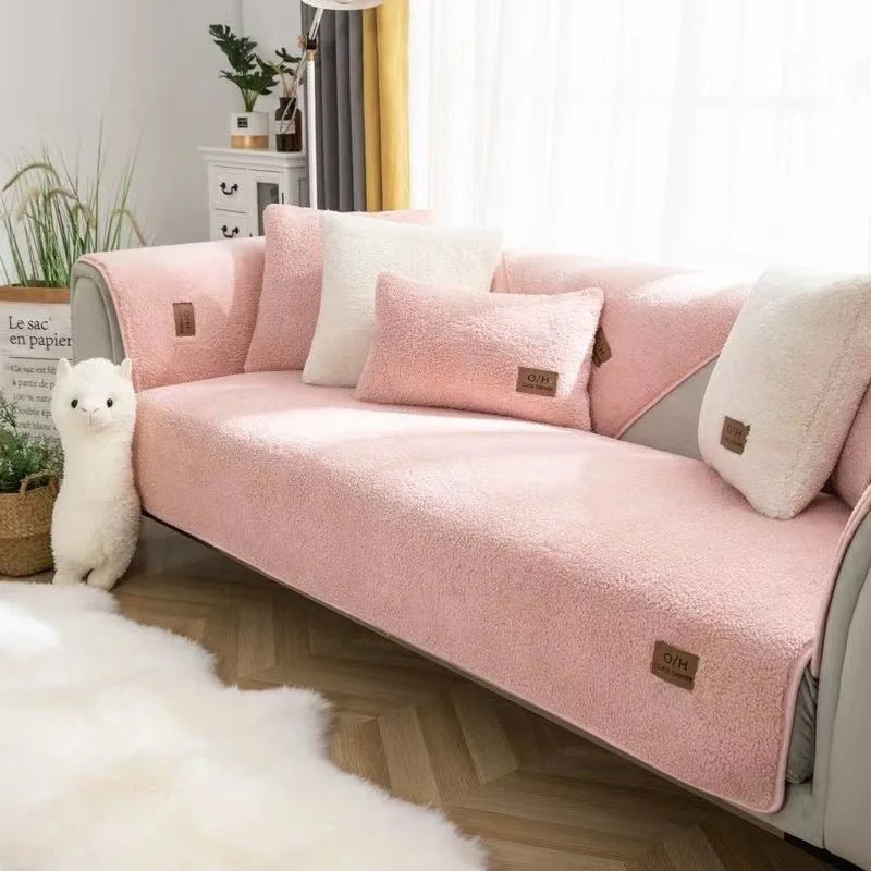 LambLoom Plush Sofa Cover With Lambswool For Warmth And Protection