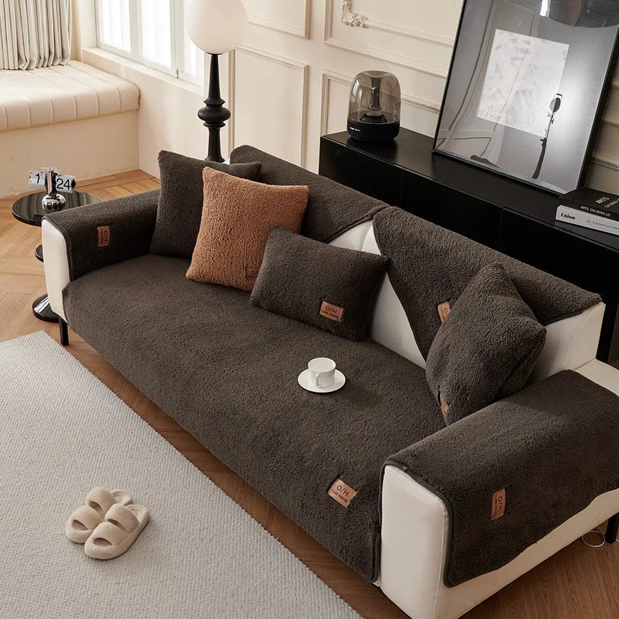 LambLoom Plush Sofa Cover With Lambswool For Warmth And Protection