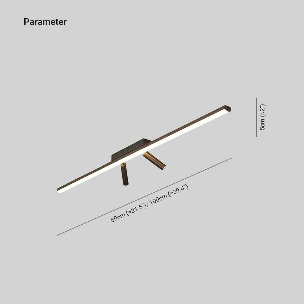 Black Linear LED Ceiling Light With Adjustable Spotlights 80–100cm