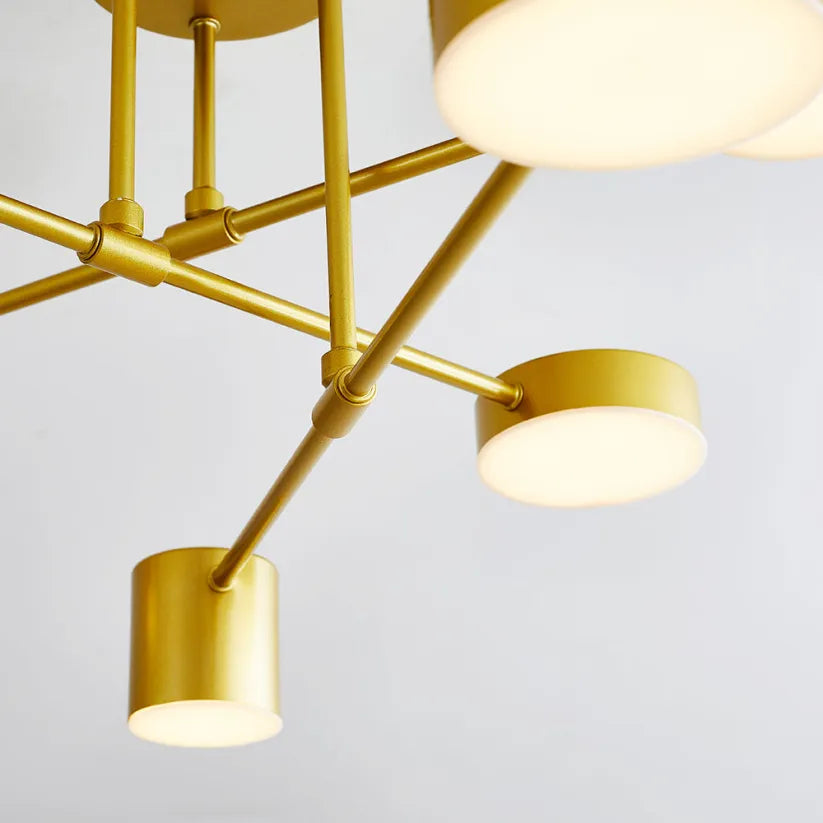 Lámpara de techo LED ajustable de seis luces, diseño moderno en negro