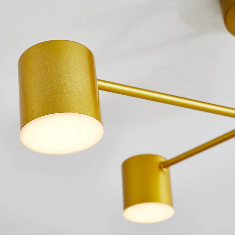 Lámpara de techo LED ajustable de seis luces, diseño moderno en negro