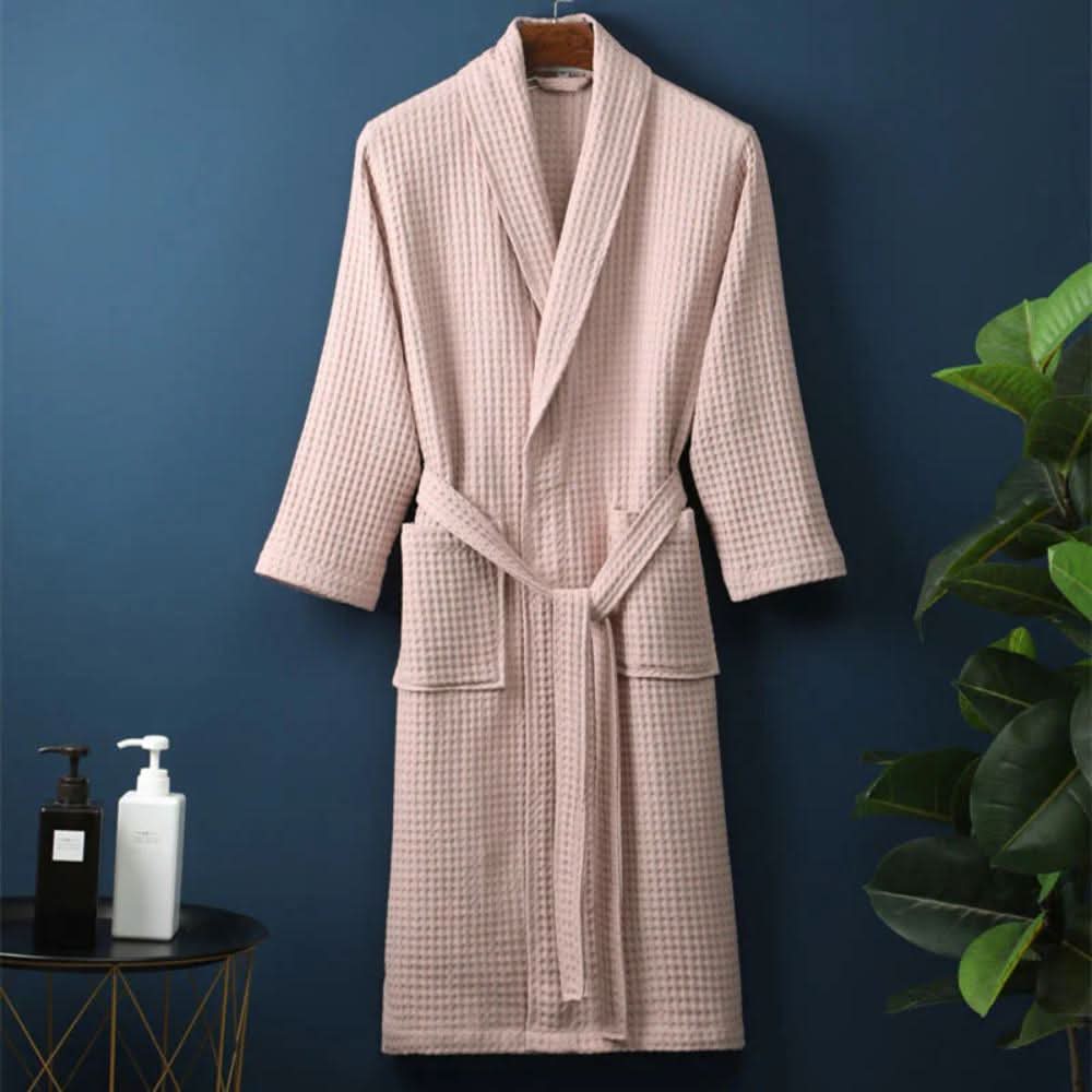 CloudWeave Waffle V-Neck Bathrobe Made From 100 Percent Cotton