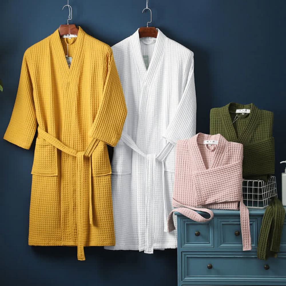 CloudWeave Waffle V-Neck Bathrobe Made From 100 Percent Cotton