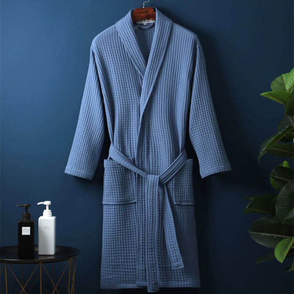 CloudWeave Waffle V-Neck Bathrobe Made From 100 Percent Cotton