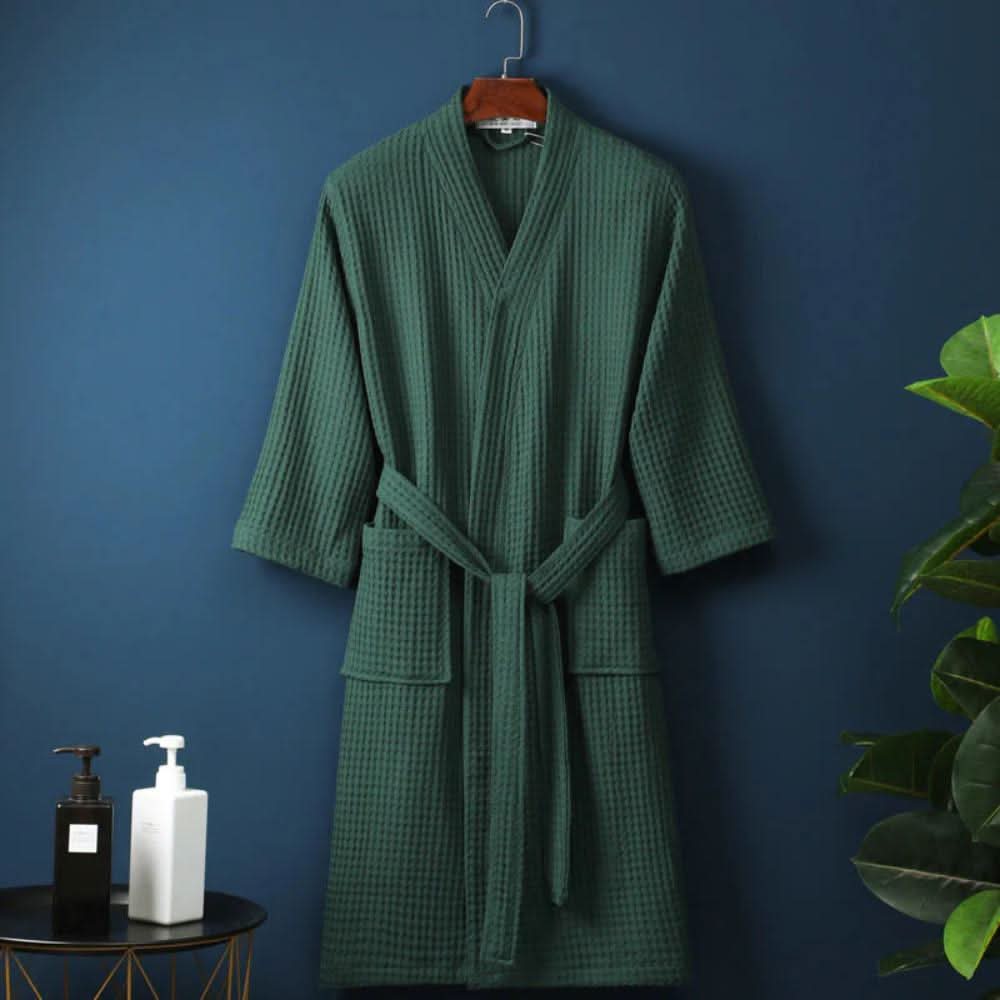 CloudWeave Waffle V-Neck Bathrobe Made From 100 Percent Cotton