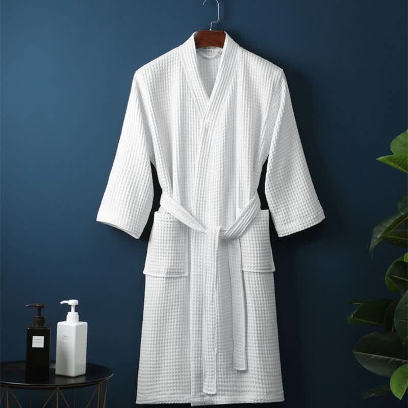 CloudWeave Waffle V-Neck Bathrobe Made From 100 Percent Cotton