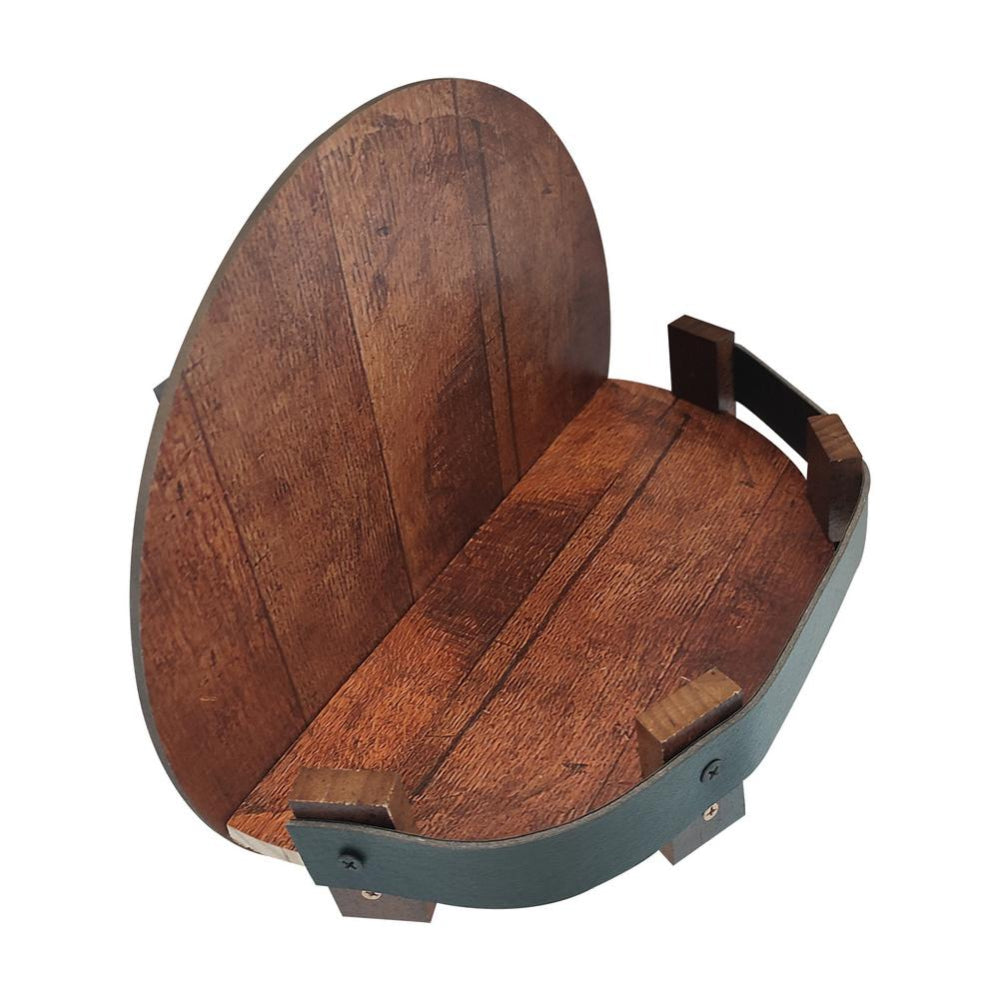 Mensola da parete circolare in legno a forma di botte per bottiglie e ornamenti