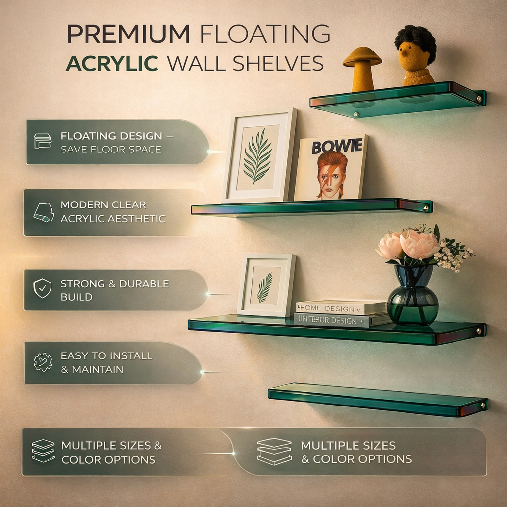Acrylic Floating Wall Shelf For Modern Display And Storage