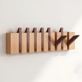 Wooden Paneled Wall Mount Coat Rack With Foldable Hooks