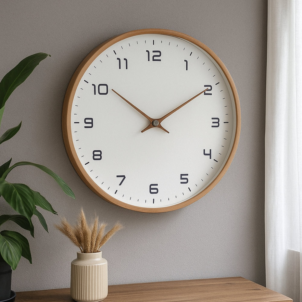 Silent Wooden Wall Clock for Modern Home Decor and Quiet Timekeeping