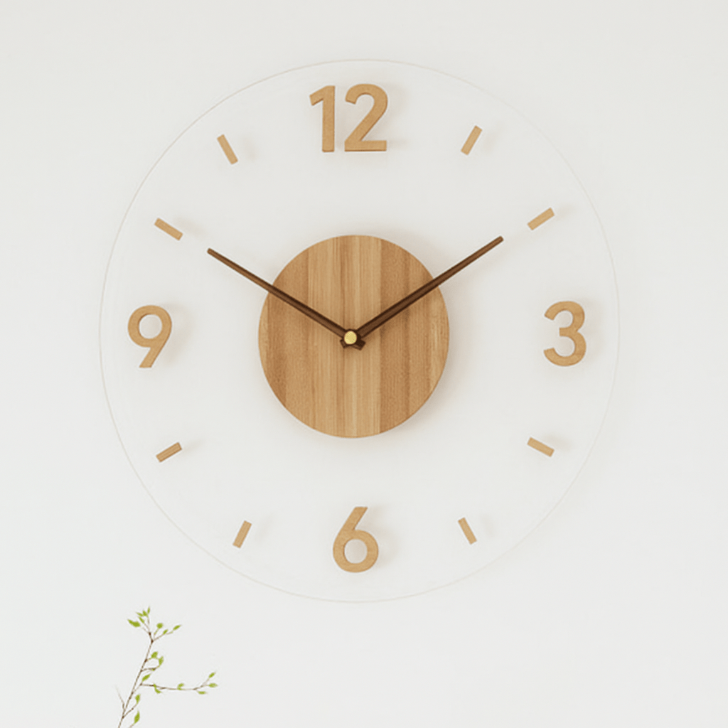 Scandi Quiet Clock Stille Holzwanduhr im minimalistischen Design