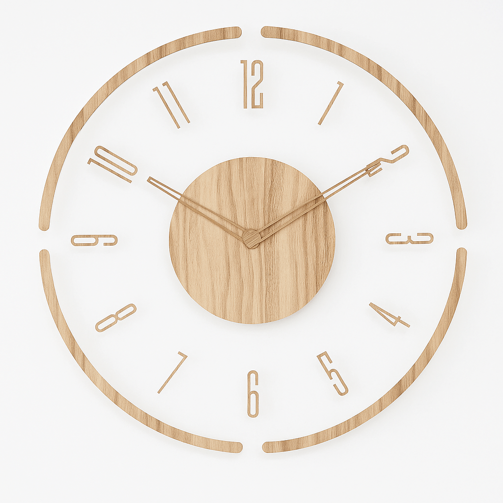Scandi Quiet Clock Silent Wooden Wall Clock In Minimalist Design