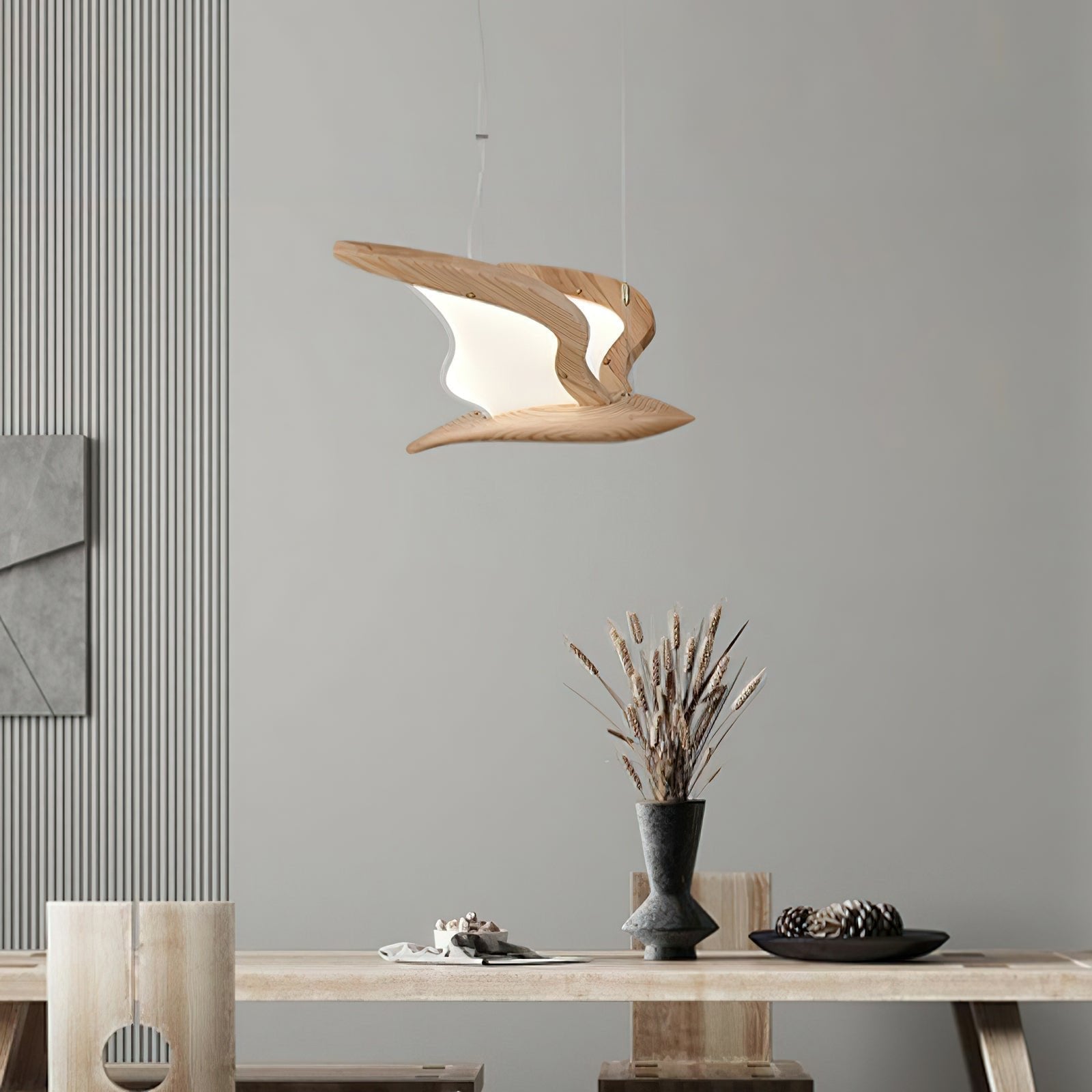 Lustre en verre Lyrael fabriqué en métal, bois et acrylique | Snurv
