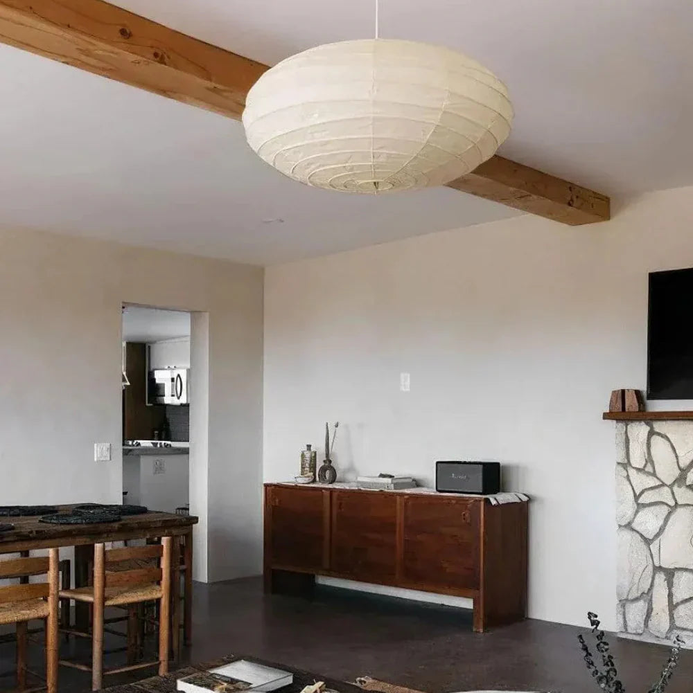 Rice Paper Pendant Light With Soft Oval Shade For Indoor Ceiling | Rosalyssa