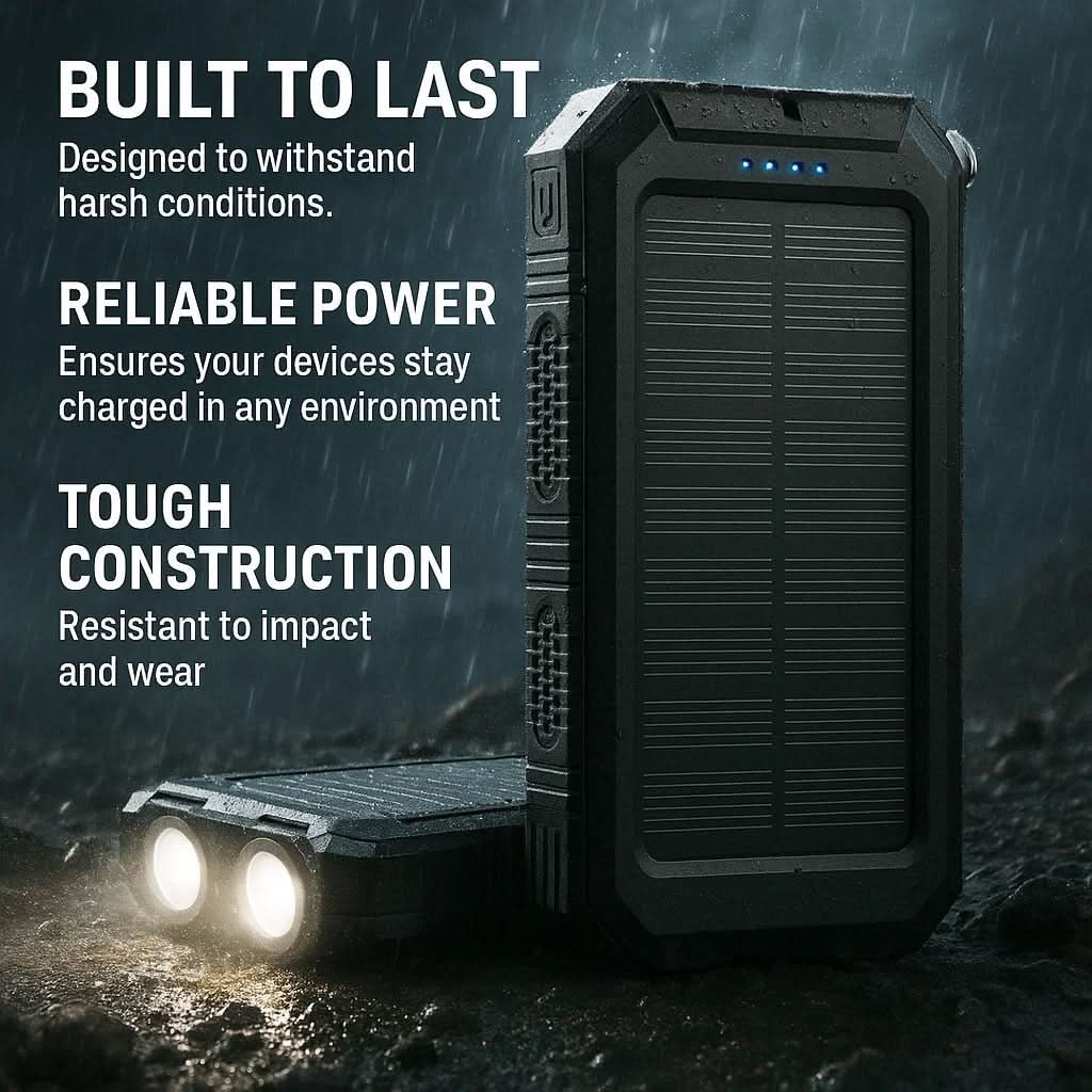 AeroVolt Power Bank Solar Rezistent la Apă 10000mAh cu Dual USB