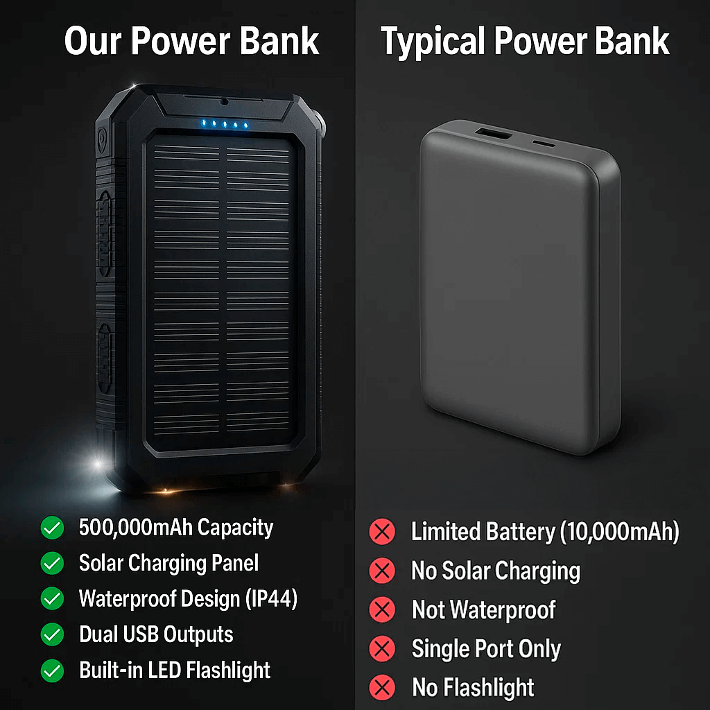 AeroVolt Power Bank Solar Rezistent la Apă 10000mAh cu Dual USB