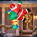 Père Noël Gonflable Grimpant avec Lumières LED pour Décoration de Noël Extérieure