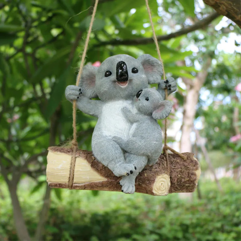 Koala Garden Swing Figurine for Enchanted Outdoor Decor | Rosalyssa