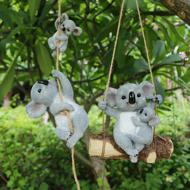 Koala Garden Swing Figurine for Enchanted Outdoor Decor | Rosalyssa