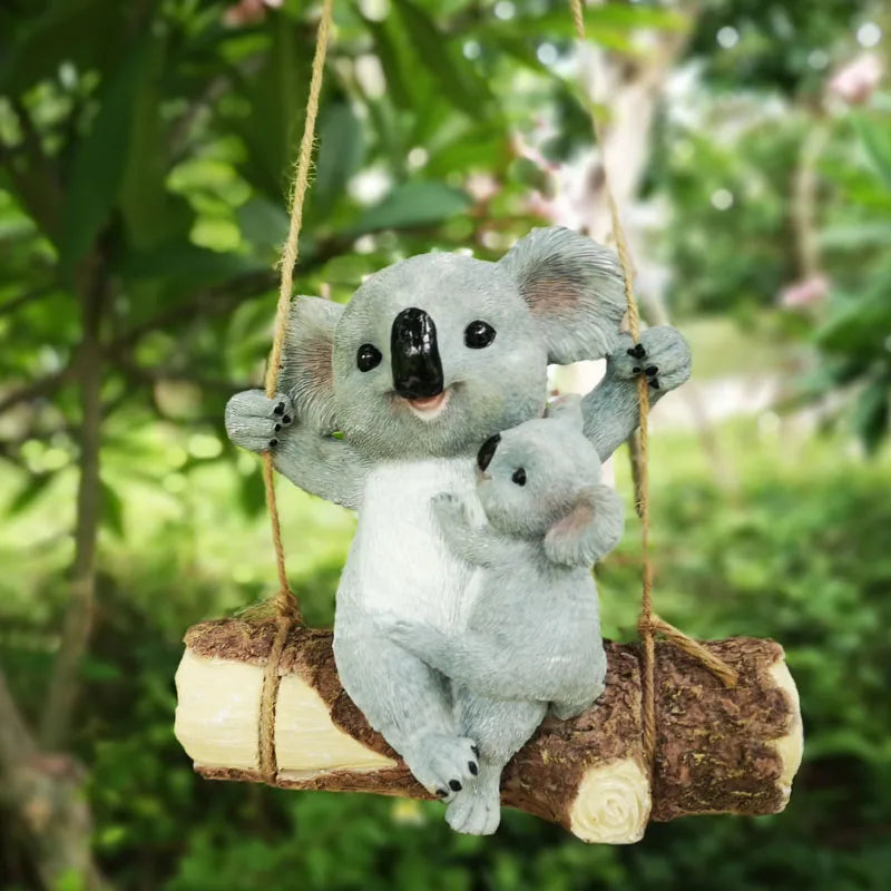 Koala Garden Swing Figurine for Enchanted Outdoor Decor | Rosalyssa