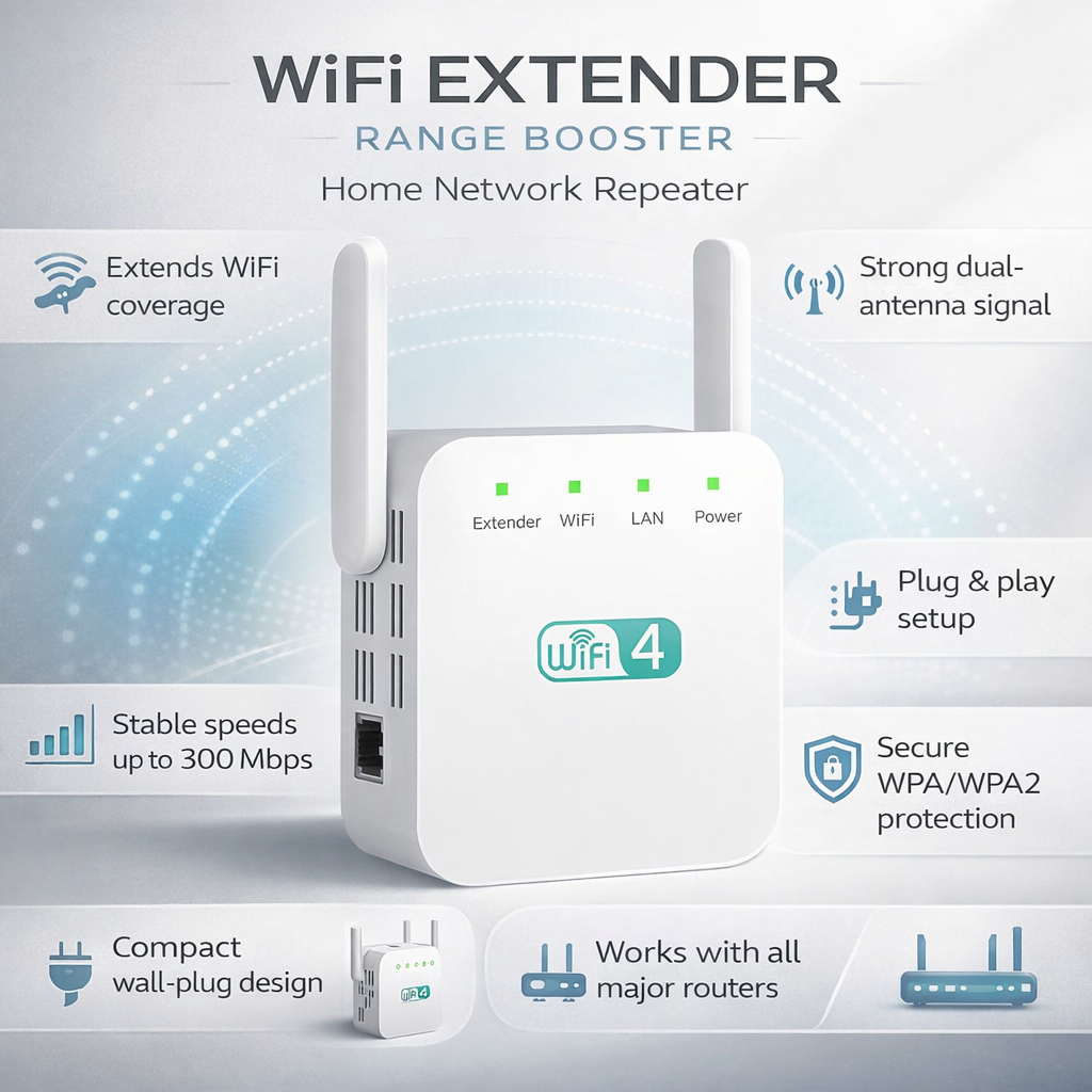 WLAN-Verstärker und Reichweitenverlängerer für Heimnetzwerk und Büro Repeater