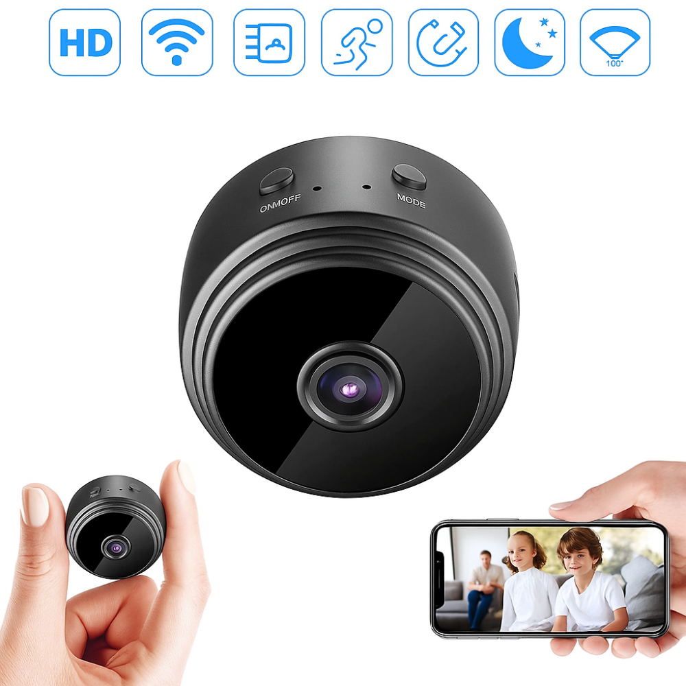Telecamera di Sicurezza WiFi Compatta per Interni con Visione Notturna
