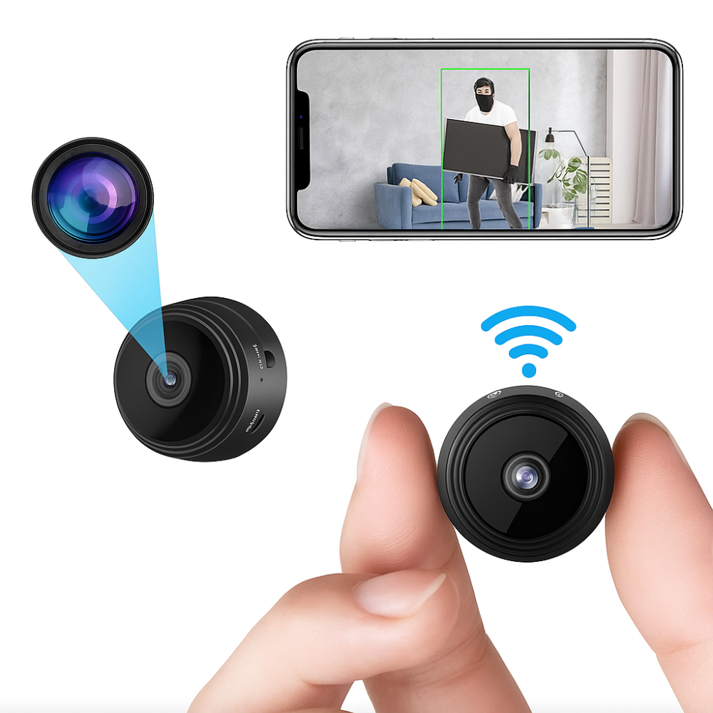 Telecamera di Sicurezza WiFi Compatta per Interni con Visione Notturna