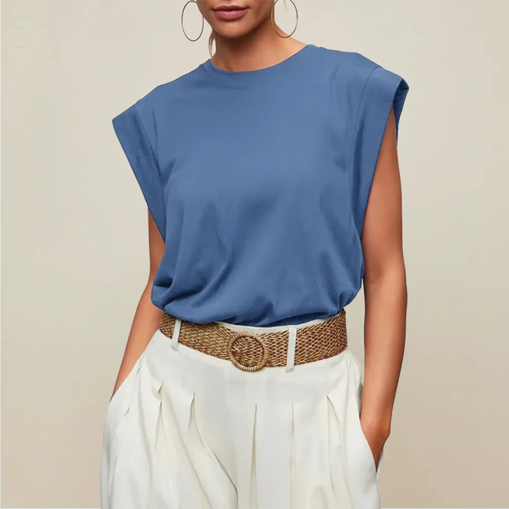 Blusa de Verão Casual Feminina Sem Mangas, Corte Solto