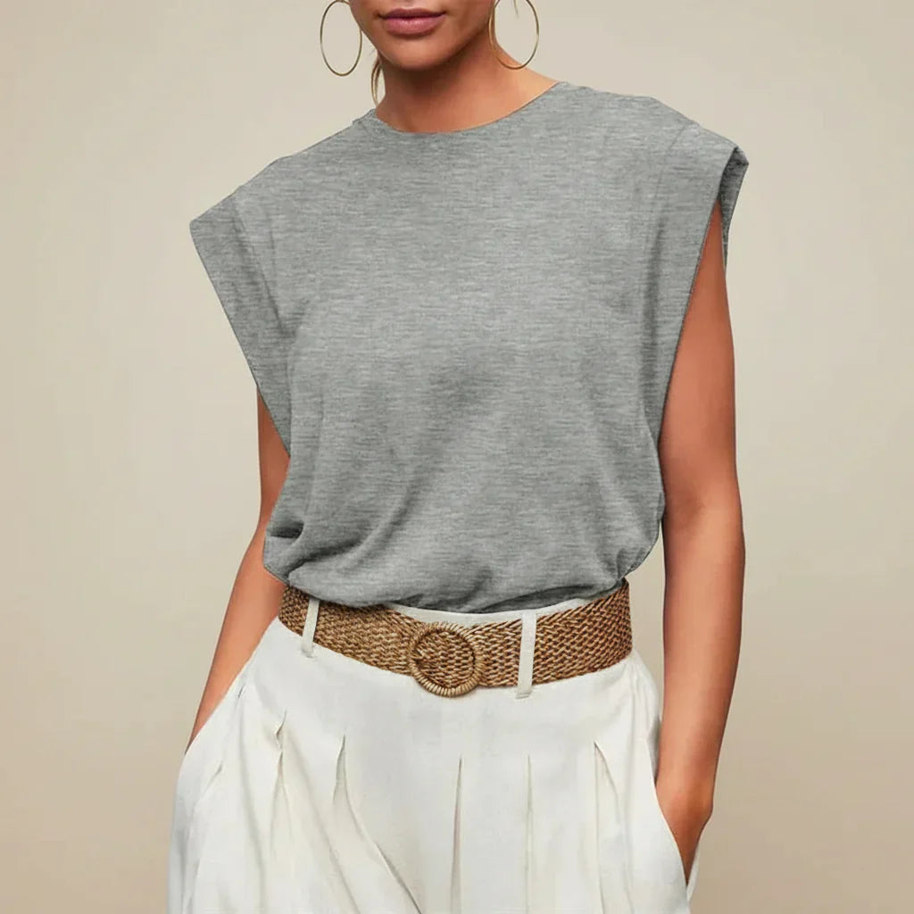 Blusa de Verão Casual Feminina Sem Mangas, Corte Solto