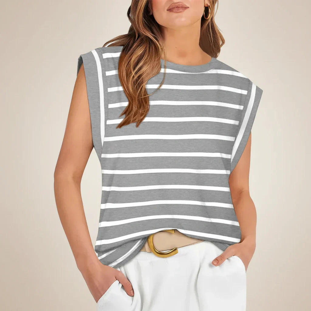 Blusa de Verão Casual Feminina Sem Mangas, Corte Solto