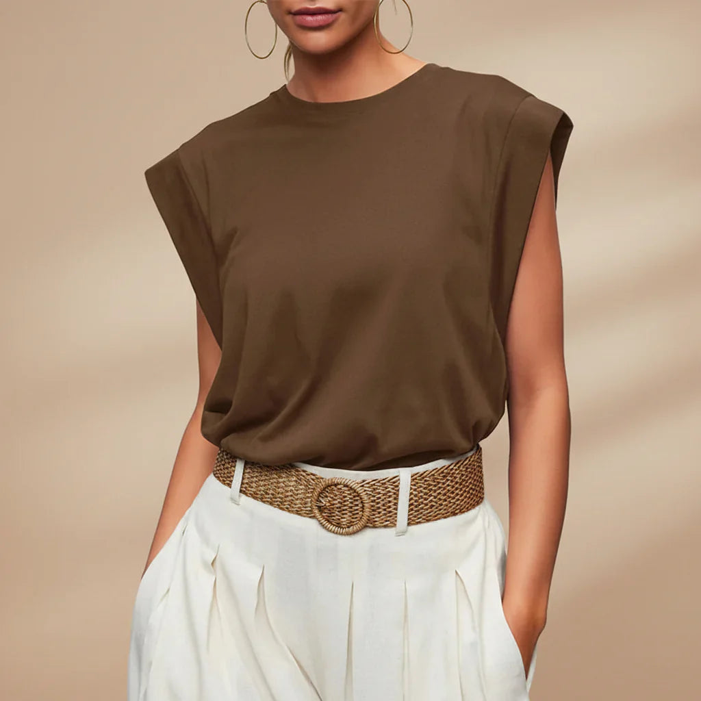 Blusa de Verão Casual Feminina Sem Mangas, Corte Solto