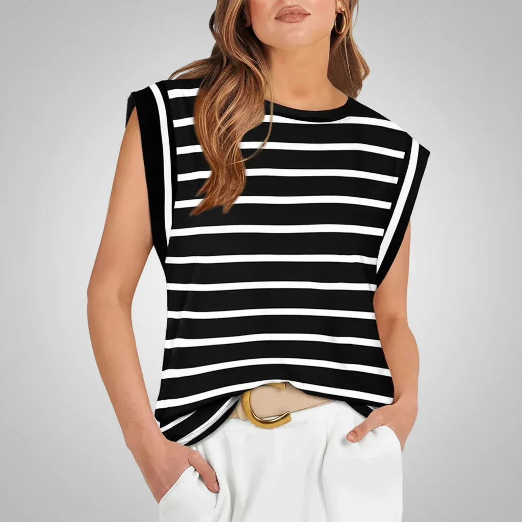 Blusa de Verão Casual Feminina Sem Mangas, Corte Solto