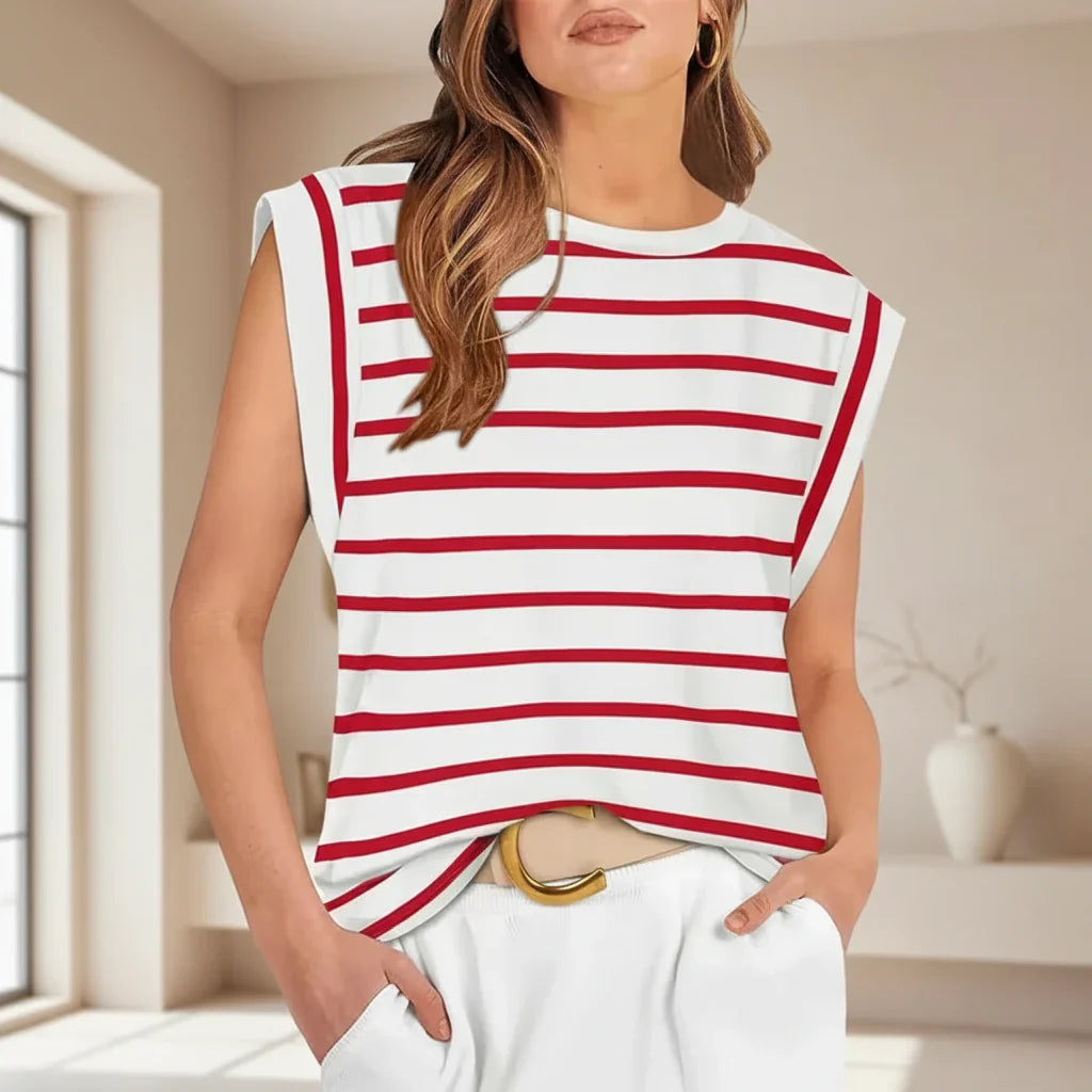 Blusa de Verão Casual Feminina Sem Mangas, Corte Solto