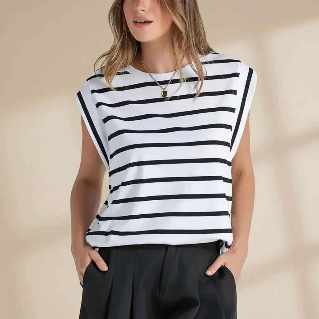 Blusa de Verão Casual Feminina Sem Mangas, Corte Solto