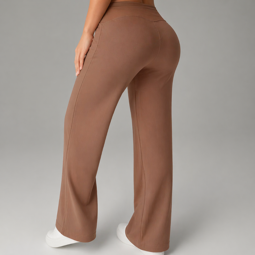 Leggings de yoga para mulher, cintura alta, com pernas flare e elásticas