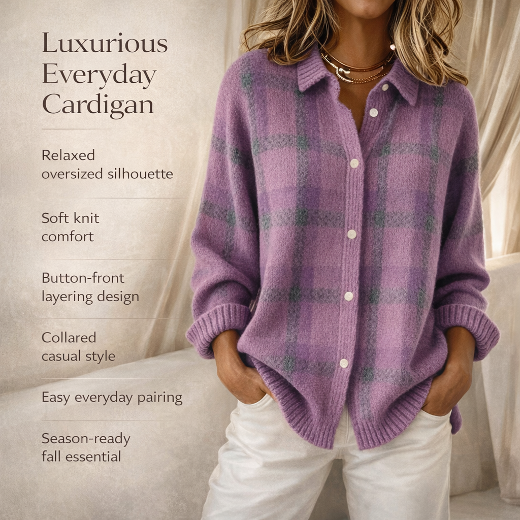 Oversized cardigan för kvinnor med knappar framtill och långa ärmar