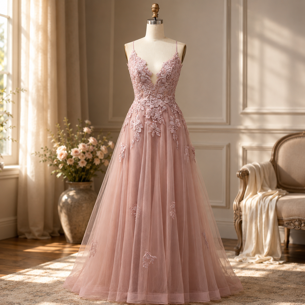 Lace-Up Prom Dress For Formal Evening Events And Weddings