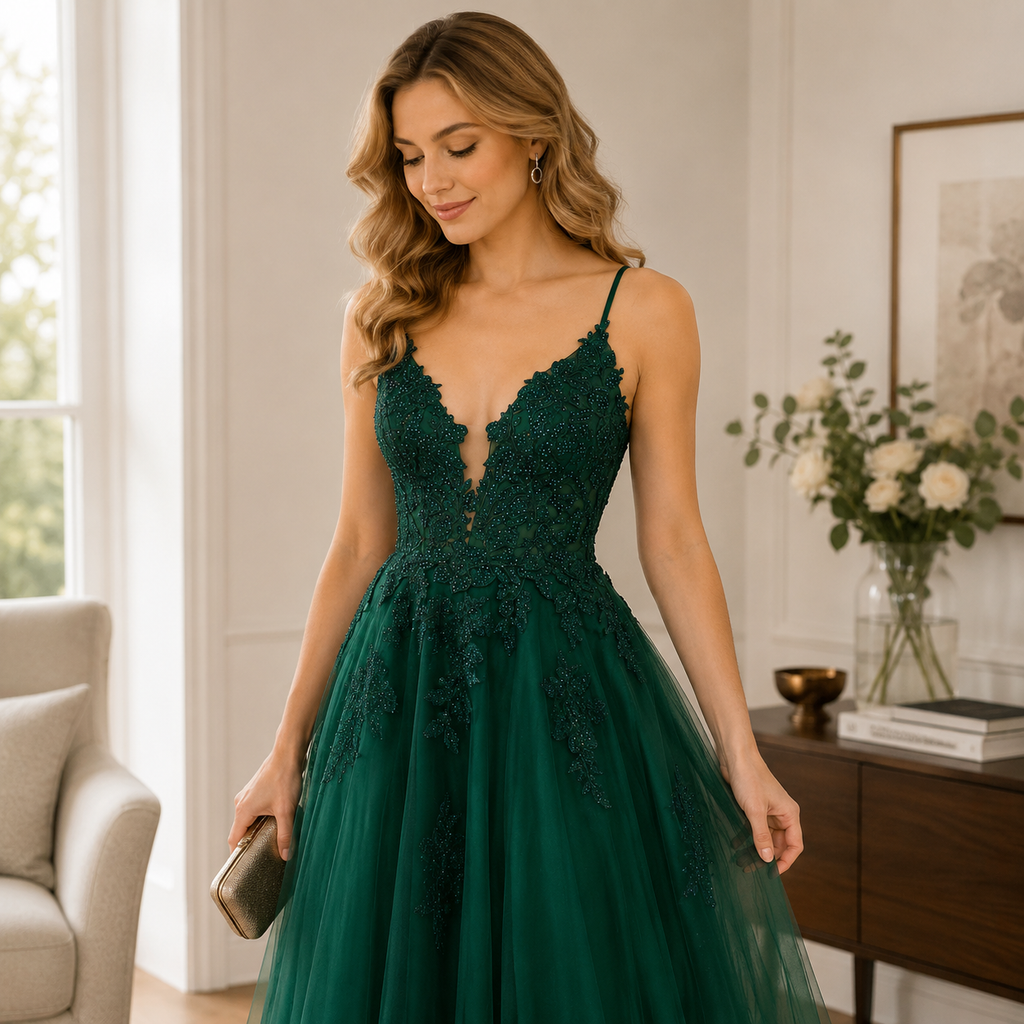 Lace-Up Prom Dress For Formal Evening Events And Weddings