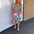 Women's Leopard Print V-Neck Summer Dress For Beach Vacations