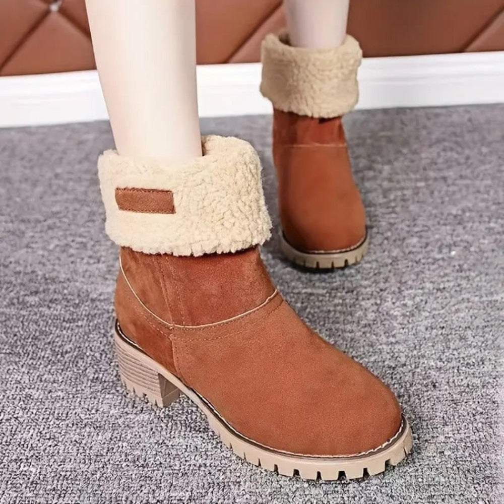Vinterstøvler til kvinner med kraftig hæl for hverdagsbruk