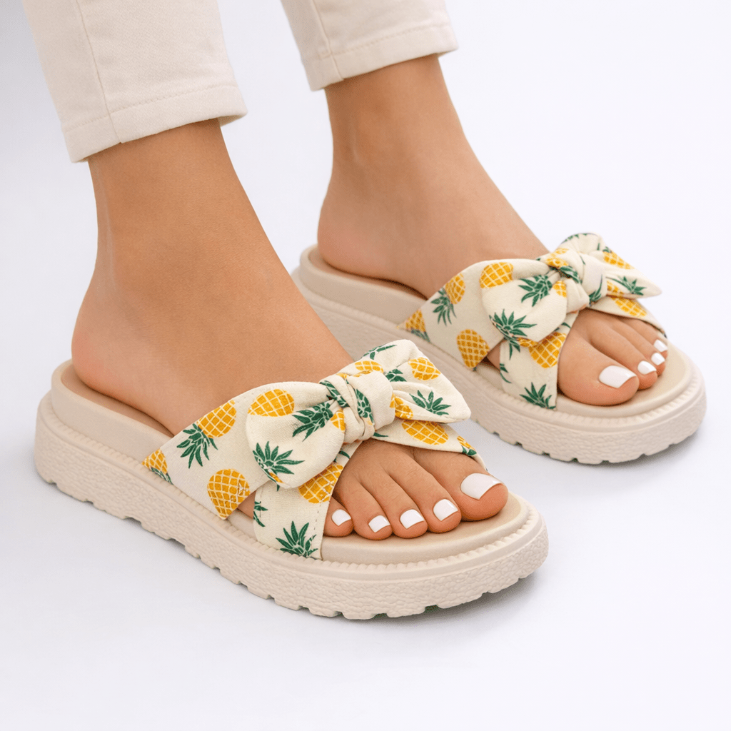 Sandales plates à détail nœud pour femmes, chaussures d'été confortables | Rosalyssa