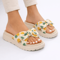 Sandales plates à détail nœud pour femmes, chaussures d'été confortables | Rosalyssa