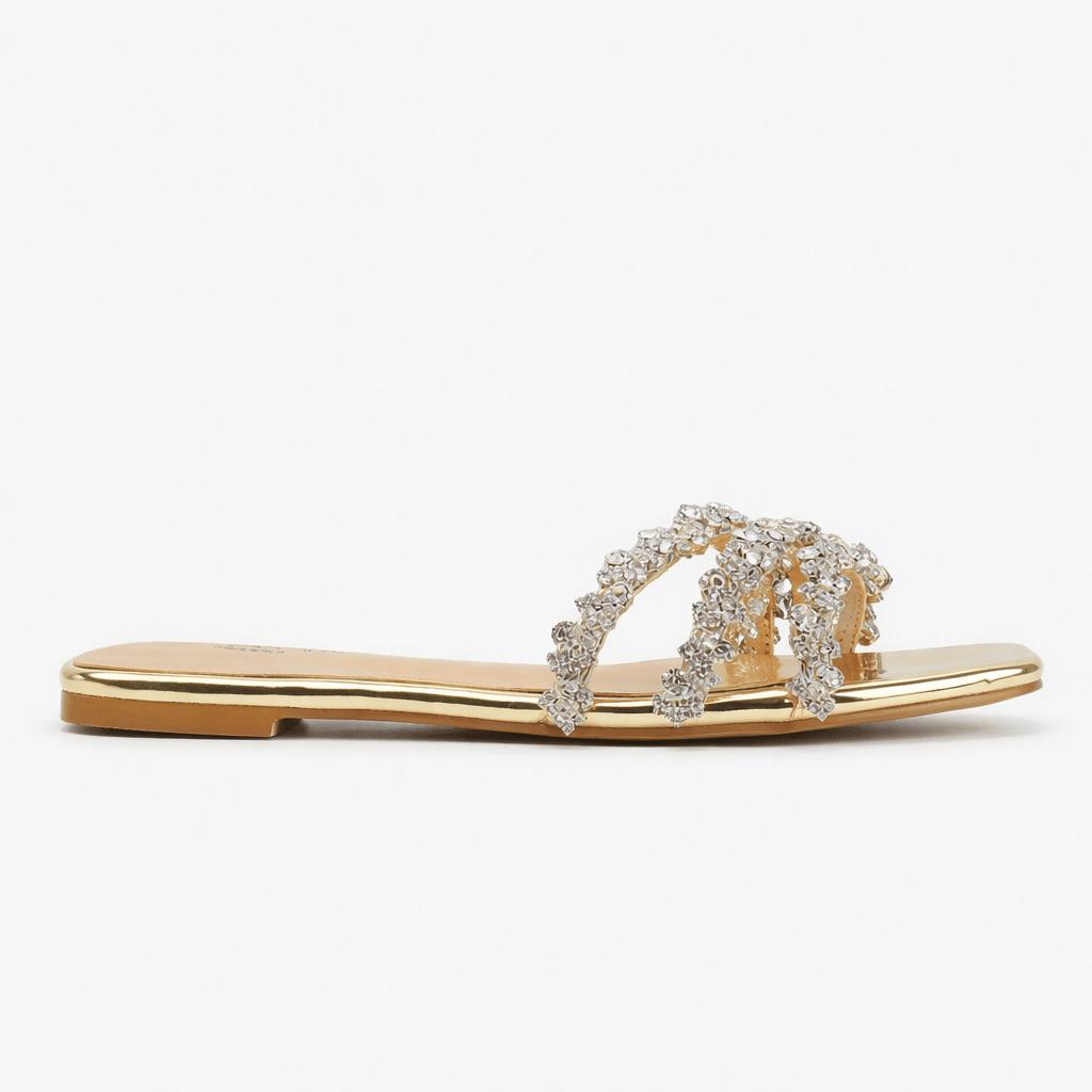 Women's Diamante Detail Flat Summer Sandals With Comfortable Fit | Rosalyssa