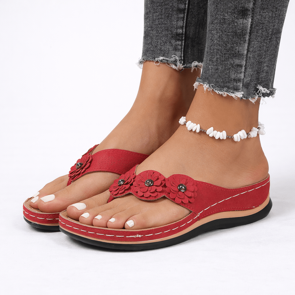 Florale orthopädische Sandalen für Damen mit gepolstertem Halt, Sommerfußbekleidung | Rosalyssa
