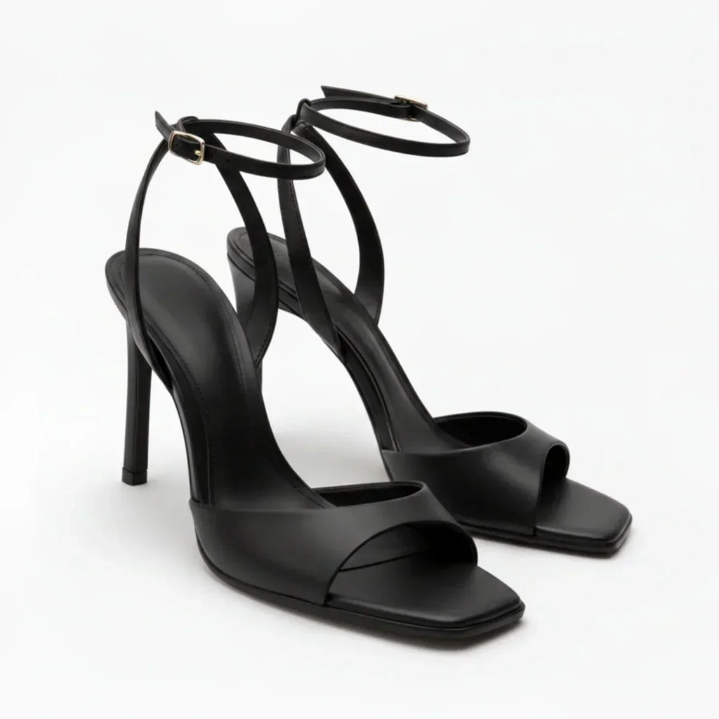 Women's Ankle Strap Square-Toe High Heel Sandals for Summer Footwear | Rosalyssa