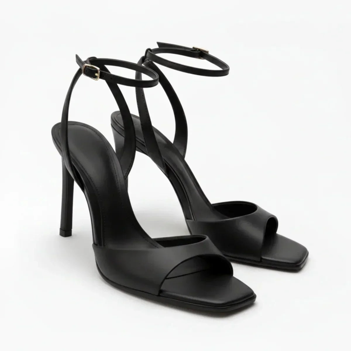 Women's Ankle Strap Square-Toe High Heel Sandals for Summer Footwear | Rosalyssa