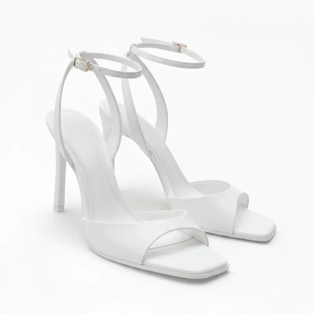 Women's Ankle Strap Square-Toe High Heel Sandals for Summer Footwear | Rosalyssa