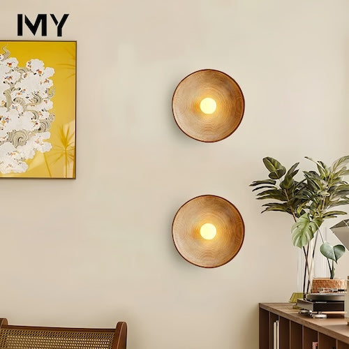 Lámpara de pared de madera con LED hecha a mano, con encanto rústico y ambiente suave