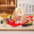 Travel Toddler Wooden Farm Toy Set In Barn Case For Imaginative Play