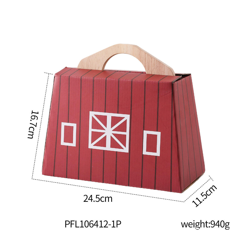Travel Toddler Wooden Farm Toy Set In Barn Case For Imaginative Play